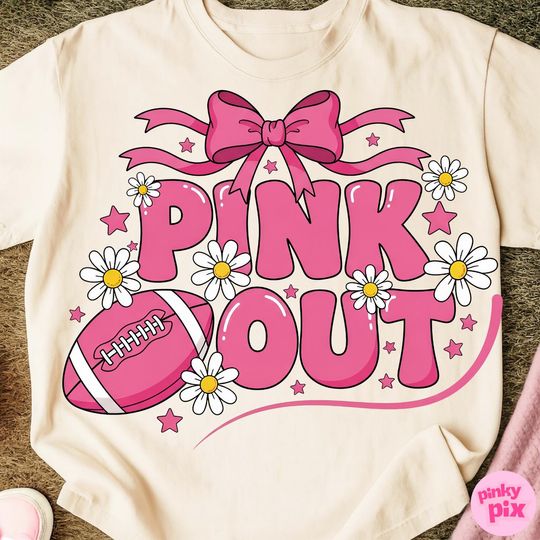 Pink Out Breast Cancer Awareness Football T-Shirt
