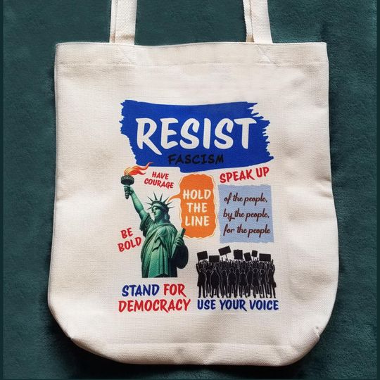 RESIST Tote Bag, Tote for Pro-Democracy Grass Roots Movement to Save USA Democracy, Makes A Great Gift For Resisters, Protesters & Friends