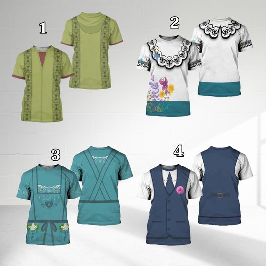Encanto Princess Movie Costume 3D T-Shirt, Encanto Bruno Cosplay Costume Tee, Encanto Family Halloween Shirt, Encanto All Over Print Tee
