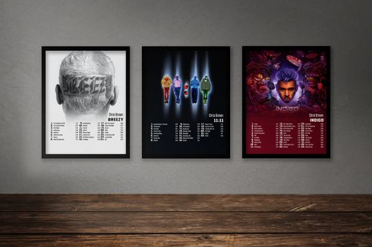Chris Brown Poster Set Of 9 Album Poster | 11:11 Album | Indigo Album | Breezy |