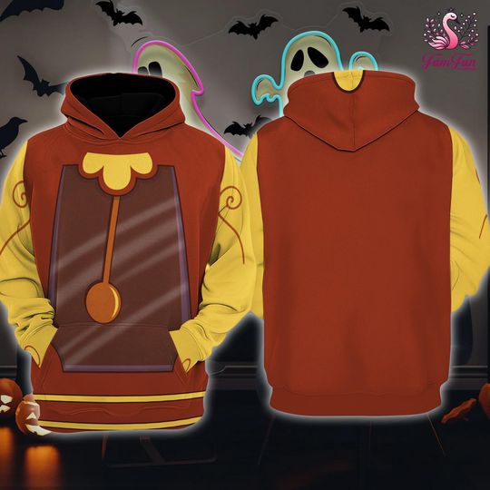 Cogsworth All Over Print Hoodie, Beauty And The Beast Halloween Cosplay Costume 3D Hoodie, Cogsworth Clock Costume Tee