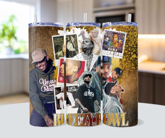 Breezy Bowl Chris BROWN Tumbler / Stainless Steel, custom, TOUR GIFT, Breezy Tumbler