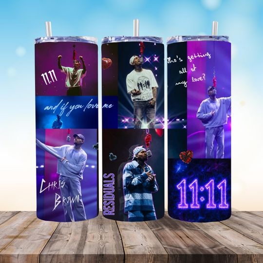Chris Brown 20oz Tumbler Wrap Design, 20oz Template, Music Lovers Tumblers Wraps