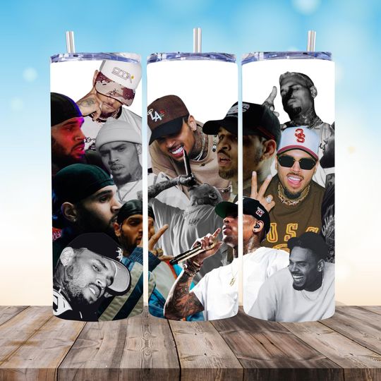 Chris Brown 20oz Tumbler Wrap Design, Music Lovers Tumblers Wraps , Tumbler Wrap