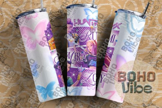 Huntrix Kpop Demon Hunters Tumbler Wrap, Huntrix 20oz Skinny Tumbler Wrap
