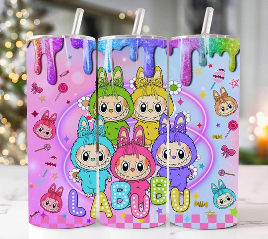Trendy Pink Cartoon 20oz Skinny Tumbler LABUBU Cartoon 20 oz Tumbler