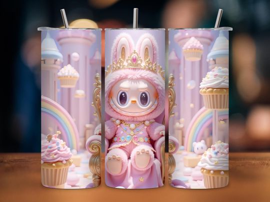 Cute Labubu Cartoon Tumbler Wrap, Funny Labubu 20oz Skinny Design, Kawaii Labubu Tumbler