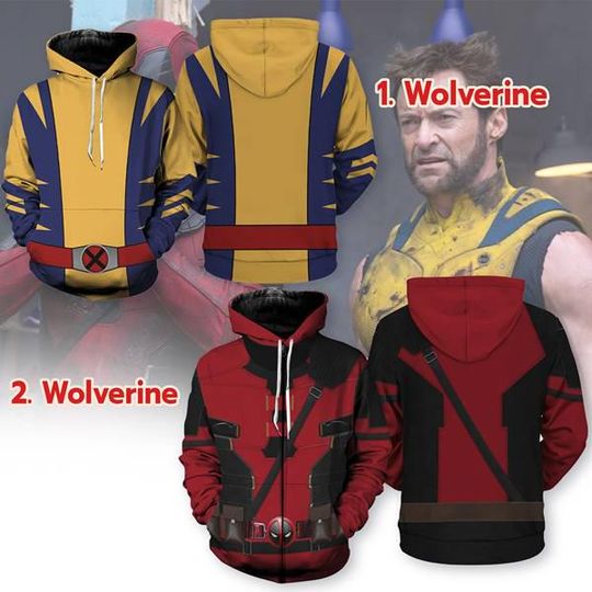 Deadpool And Wolverine 3D Full Over Print Shirts, Deadpool Superhero Cosplay Sweatshirt Hoodie, Halloween Cosplay, Halloween Costume