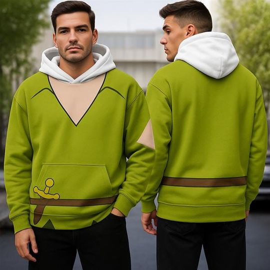 Peter Pan All Over Print Costume Hoodie, Peter Pan Cosplay Tee, Magic Kingdom Character Halloween Shirt