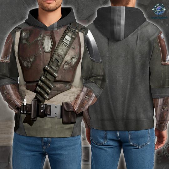 Mando Costume 3D Full Over Print Hoodie, Din Djarin The Mandalorian Cosplay Shirt, Starwars Galaxy Edge Costume Hoodie