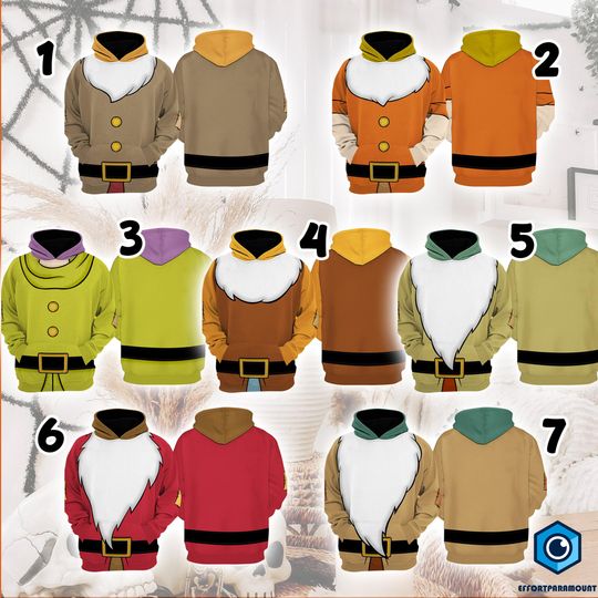 Snow White And Seven Dwarfs Halloween Costume, Seven Dwarfs Cosplay Outfit, Halloween Cosplay Party, Halloween Group Costume