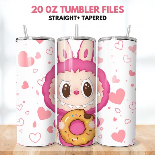Labubu 20oz Skinny Tumbler, Labubu With Hearts Designs, Labubu Tumbler, Tumbler Design