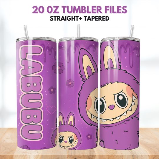 Labubu 20oz Skinny Tumbler, Labubu 20 oz Tumbler Wrap, Cartoon Characters 20oz