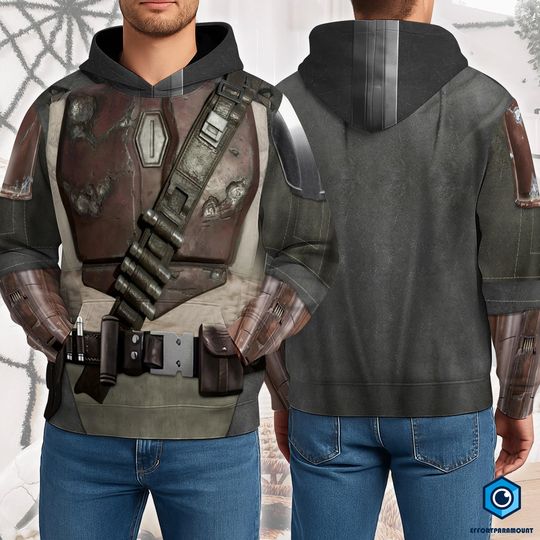 Mando Costume 3D Hoodie, Din Djarin The Mandalorian Cosplay Shirt, Starwars Galaxy Edge Costume Hoodie