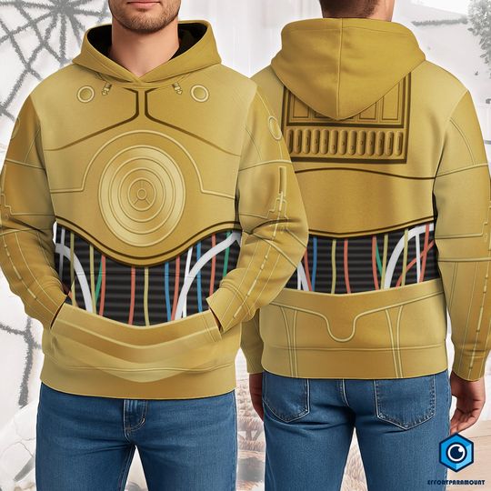 C3-PO Cosplay Costume Shirt, StarWars C3PO Hoodie , Tracksuit 3D Hoodie, Starwars Warrior Inspired Outfit
