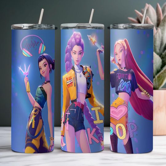 Demon Hunters, K-Pop, 20oz stainless steel reusable tumbler with lid and straw