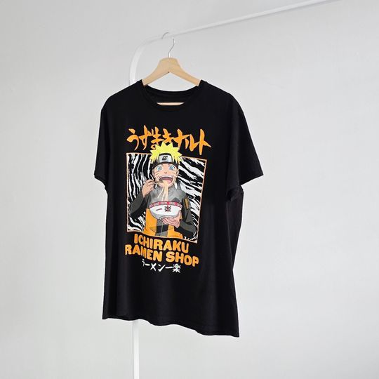 Vintage 2007 Narutoo T-Shirt Ichiraku Ramen Shop Anime Tee Shippuden Black Graphic Tee