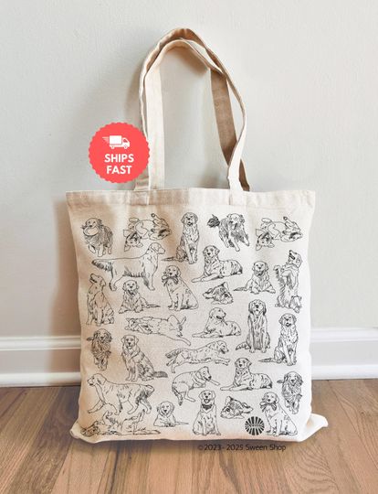 Golden Retriever Tote Bag gift under 30 for dog mom dog lover gift for new puppy pet gift for friend dog dad gift for her veterinarian gift