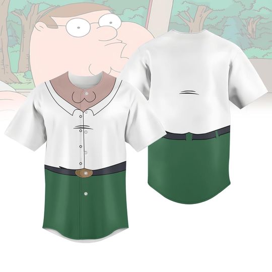 Peter Griffin Baseball Jersey, Family Guy Costume Jersey Kids Shirt, Funny Cartoon Cosplay Jersey, Halloween TV Outfit, Baseball Jersey