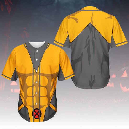 Wolverine Costume Baseball Jersey, Superhero Comic Cosplay Jersey Shirt, Marvel-Inspired Jersey For Fan, X-Men Theme Sport Shirt