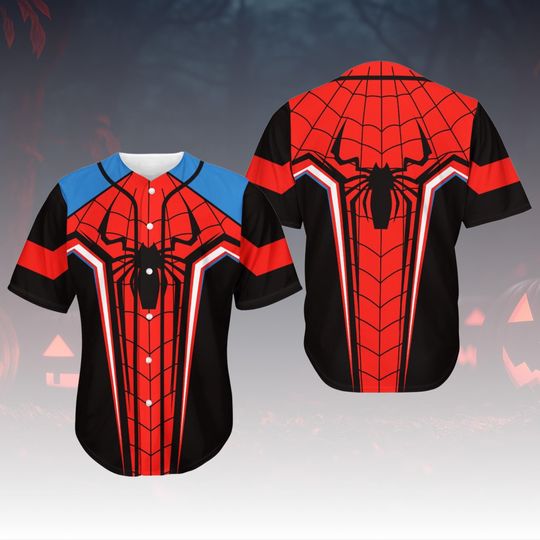 Spider-Man Costume Baseball Jersey, Superhero Cosplay Shirt, Marvel Jersey Outfit, Comic Con Costume Top For Fan, Halloween Shirt
