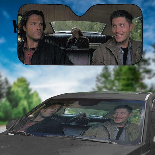 Supernatural Car Sunshade, Dean And Sam Driving Car Windshield, Movie Auto Sunshade