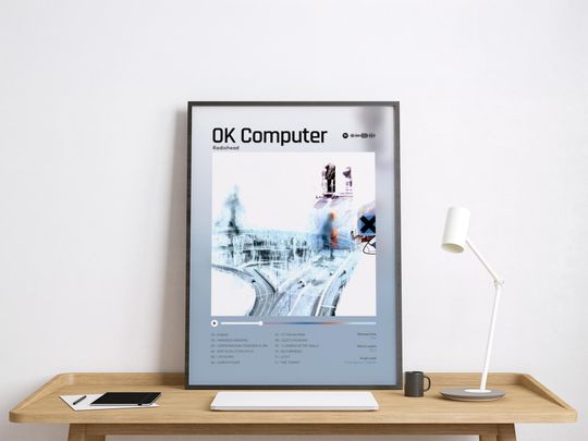 Radiohead OK Computer Poster | Alternative Rock Album Art Print | 90s Music Wall Decor
