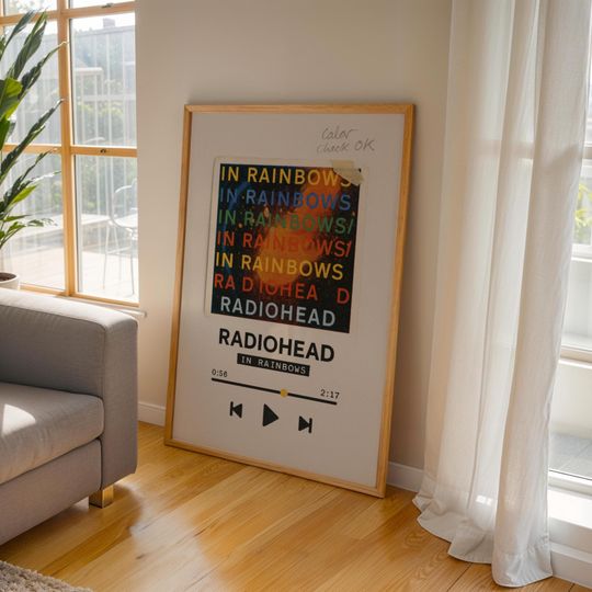 Radiohead In Rainbows Poster, Minimalist Album Cover, Indie Rock Wall Art, Room Decor