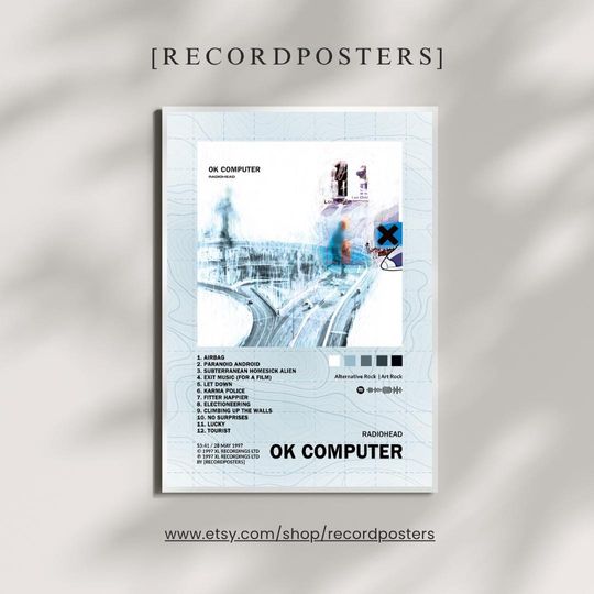 Radiohead 'OK Computer' Album Cover Poster - Music Wall Art - Alternative Rock Memorabilia