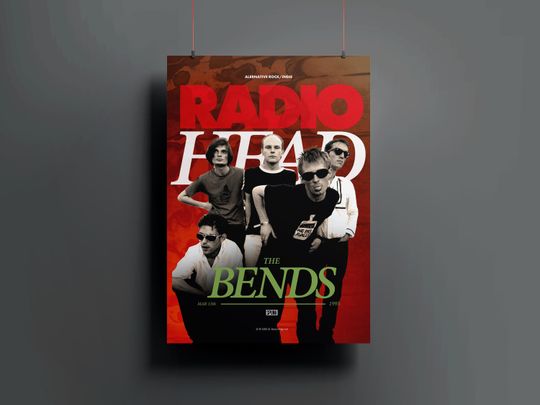 Radiohead Music Poster, The Bends Alternative Rock Wall Art, Thom Yorke Inspired Decor