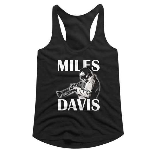 Miles Davis Playing The Trumpet Black Women's Slim Fit Racerback Tank Top