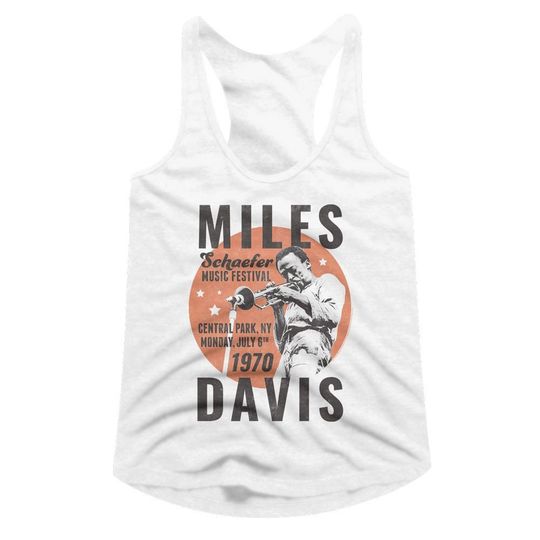 Miles Davis 1970 Circle White Women's Slim Fit Racerback Tank Top