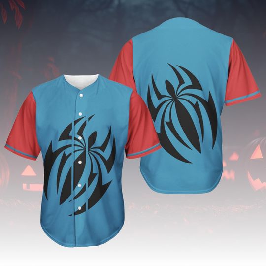 Spider-Man Costume Baseball Jersey, Marvel Comic Superhero Shirt, Spidey Cosplay Jersey Top, Comic Con Outfit For Fan, Halloween Shirt