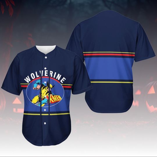 Wolverine X-Men Baseball Jersey, Marvel Superhero Costume Shirt, Comic Cosplay Jersey, Yellow Wolverine Outfit For Fan, Halloween Shirt