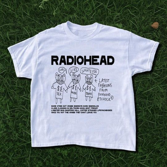 Radiohead Cartoon Bear Graphic T-Shirt | Vintage Alternative Rock Band Shirt