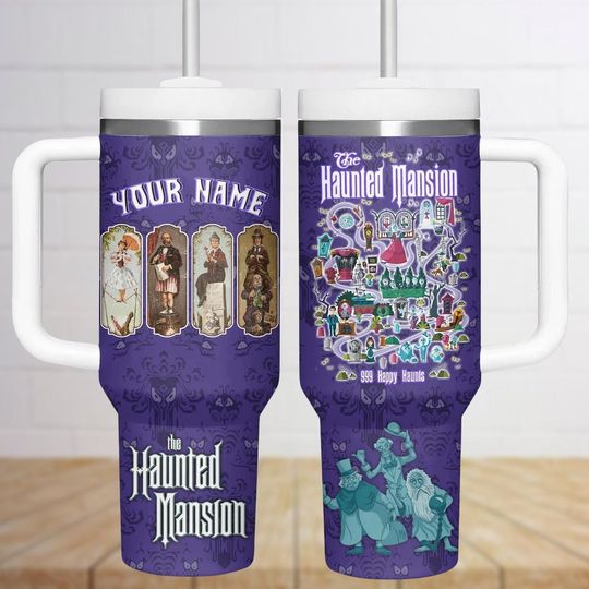Custom Haunted Mansion Tumbler 40 Oz, Hitchhiking Ghosts Tumbler Cup, Foolish Mortals Horror Movie Stainless Tumbler
