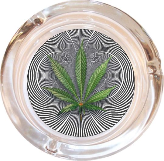 Optical Leaf Glass Ashtray - 4" Round