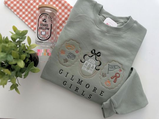 Gilmore Girls Embroidered Sweatshirt, Stars Hollow Coquette Crewneck, Oversized Cozy Vibes Crewneck