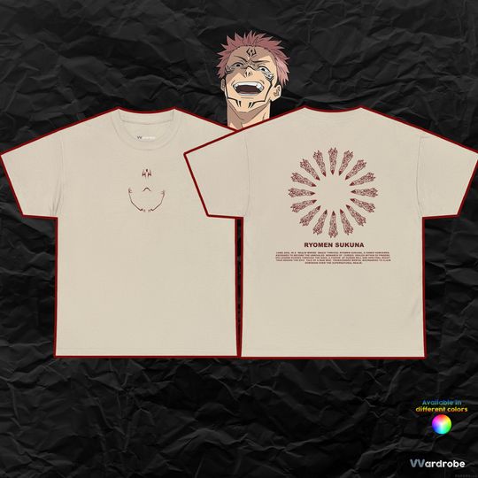 R.Sukuna Fingers ''King of Curses'' JJK inspired double-sided print heavy  anime t-shirt