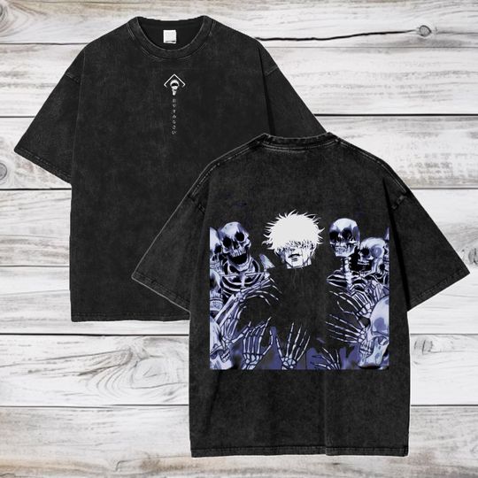 Jujutsu Satoru Anime Acid Wash Oversize T-Shirt Satoru Gojo Anime Tee Gift For Him