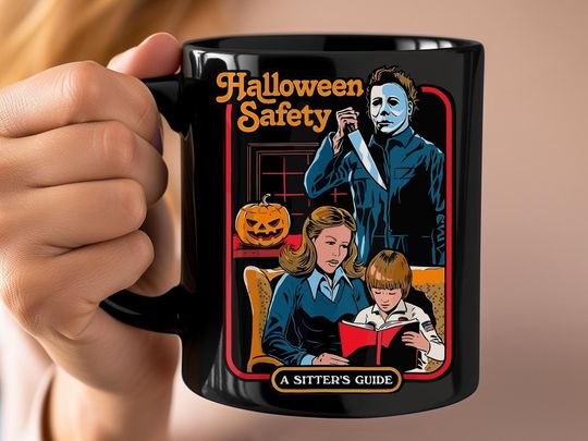 Horror Movie Coffee Mug, Michael Myers Halloween Safety Horror Movie Coffee Mug, Funny Horror Movie Gift, Scary Movie Spooky Mug, Xmas Gift
