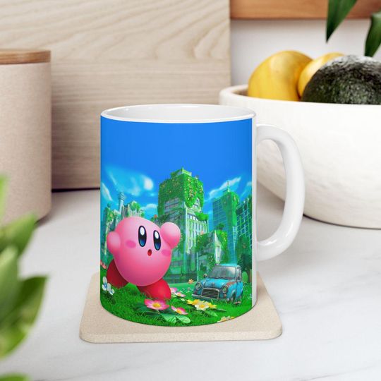 Kirby Mug | Kirby Ceramic Mug Gift For Her For Him Character Stocking Stuffer Iconic