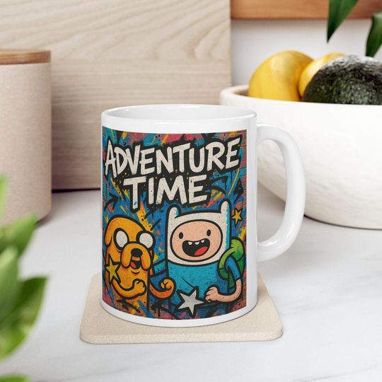 Adventure Time Mug | Jake The Dog Finn The Human Ceramic Mug, Cartoon Character Bff