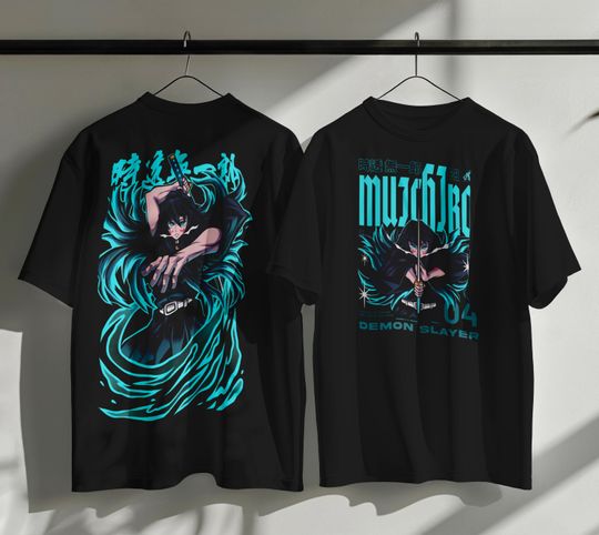 Muichiro Tokito Kimetsu no Yaiba demon T-Shirt Anime Graphic Tee Vintage Streetwear Unique Design Perfect for Gamers & Anime Fans!.