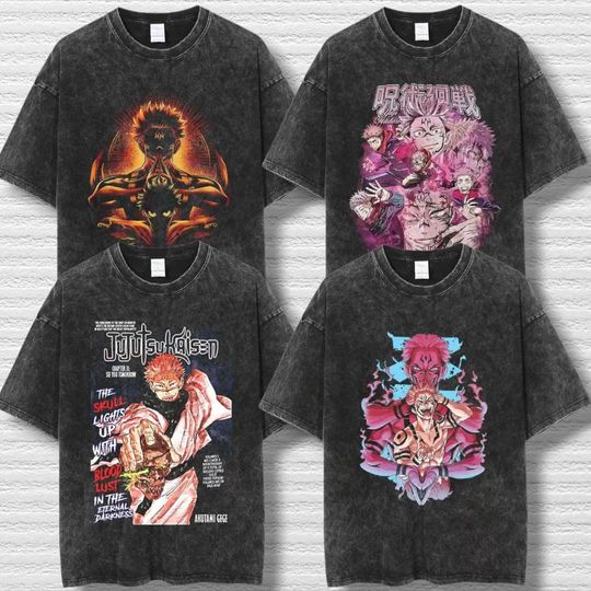 Sukuna Jujutsu Satoru T-Shirt, Retro Anime Graphic Tee, 90s Style Manga Shirt, Unisex Old School Anime Streetwear, aesthetic Gift