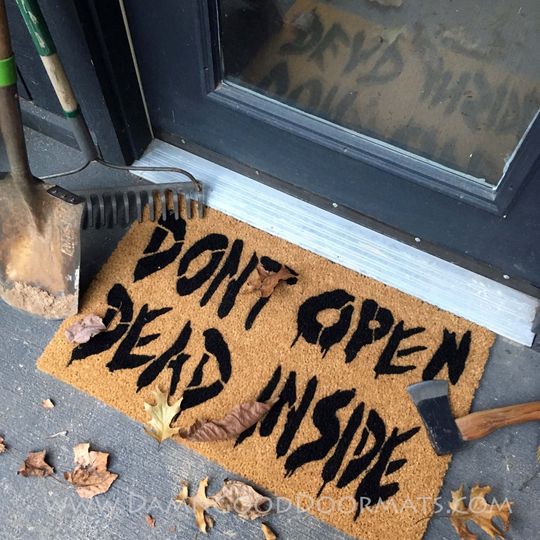 Don't Open Dead inside Zombie Halloween doormat | Walking D Horror movie fan gift | DamnGood Doormats 0+