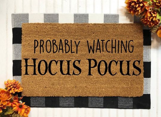 Probably Watching Hocus Pocus Doormat, Fall Door Mat, Fall Decor, Fall Decoration, Door Mat, Halloween Home Decor, Hocus Pocus Decor, Fall