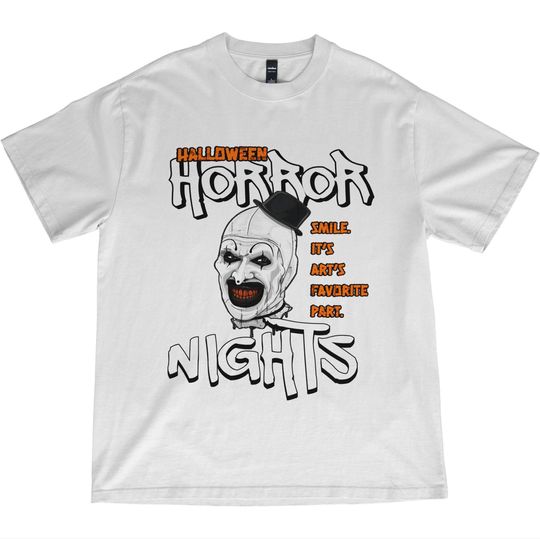 Terrifier T-Shirt Smile, It's Art's Favorite Part Halloween Horror Clown Scary Movie Tee