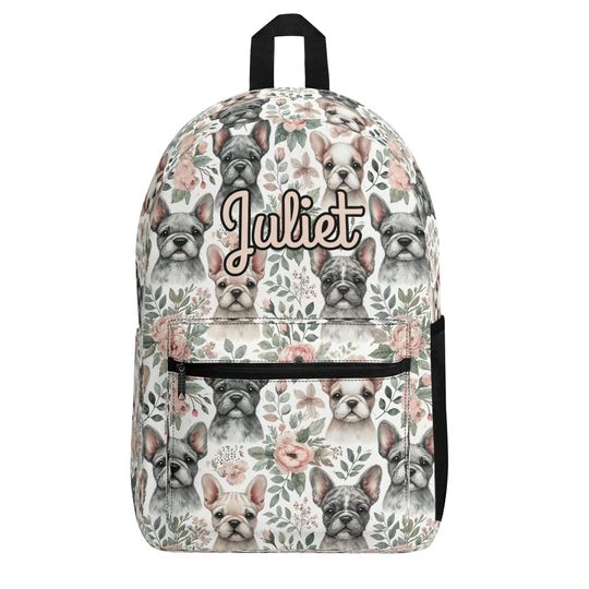 Personalized French Bulldog Backpack for Girls Back to School Custom Bookbag with Name
