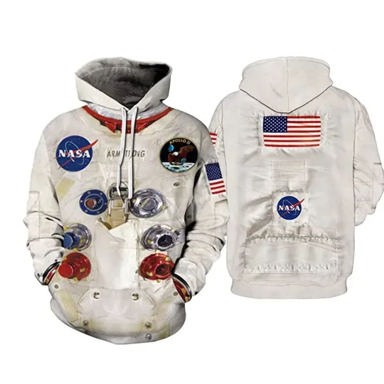 NASA Astronaut Apollo Hoodie 3D Printed Sweater Lovers Long Sleeve Top Pullover
